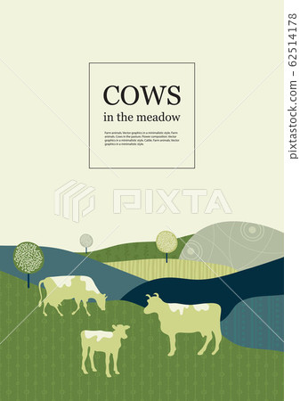 Sample brochure. Agricultural background. Silhouettes of cows and hills. Sample brochure. Agricultural background. Silhouettes of cows and hills. 62514178