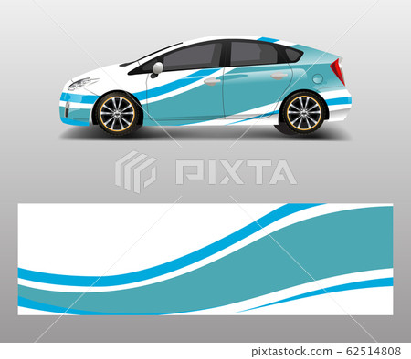 Car decal wrap design vector with wave element . 62514808