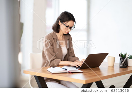 Woman using her personal computer at home 62515056
