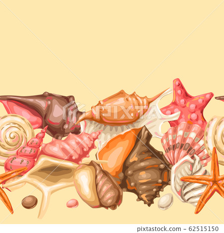 Seamless pattern with seashells. Tropical underwater mollusk shells. Seamless pattern with seashells. Tropical underwater mollusk shells. 62515150