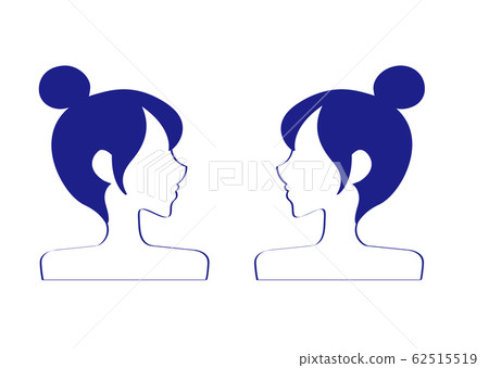 Female profile blue Female profile blue 62515519