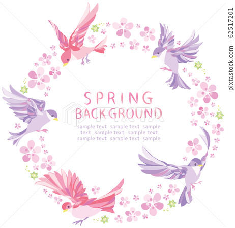 Spring cherry blossoms birds frame 62517201