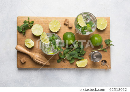 Mojito Cocktail Ingredients and jigger on light 62518032