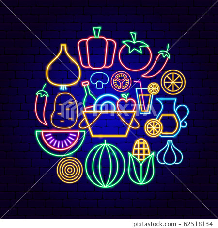 Vegetables Neon Concept - Stock Illustration [62518134] - PIXTA