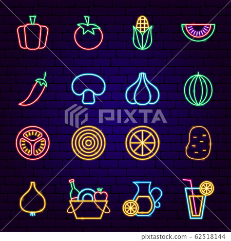 Vegetables Neon Icons Vegetables Neon Icons 62518144