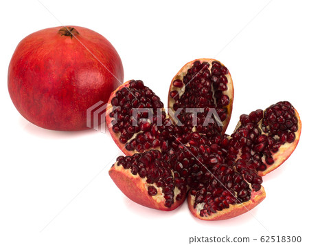 Pomegranate and cracked pomegranate isolated on white background Pomegranate and cracked pomegranate isolated on white background 62518300