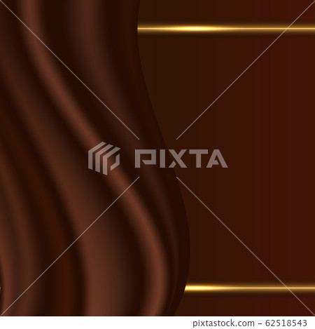 Chocolate wavy abstract background with smooth satin texture and golden glowing separator lines. Vector illustration Chocolate wavy abstract background with smooth satin texture and golden glowing separator lines. Vector illustration 62518543