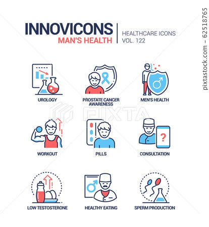 Man health - vector line design style icons set - Stock Illustration ...