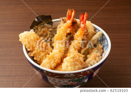 米飯和油炸魚碗 62519103