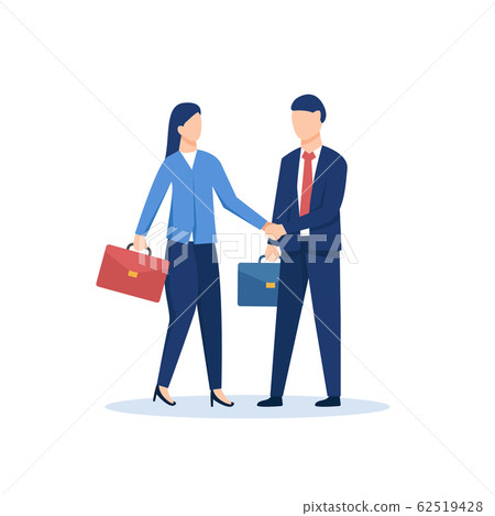 Business man and woman shaking hands. Job hire Modern flat 62519428
