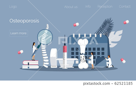Osteoporosis world day concept, osteoarthritis anatomical vector. Tiny doctors research bones of human. Joint pain, fragility of lower leg are shown. It is for landing page, app, banner. Osteoporosis world day concept, osteoarthritis anatomical vector. Tiny doctors research bones of human. Joint pain, fragility of lower leg are shown. It is for landing page, app, banner. 62521185