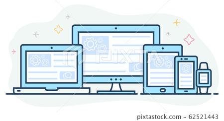 Responsive web design. Landing page on devices Responsive web design. Landing page on devices 62521443