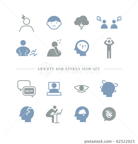 ANXIETY AND STRESS ICON SET-插圖素材 [62522023] - PIXTA圖庫