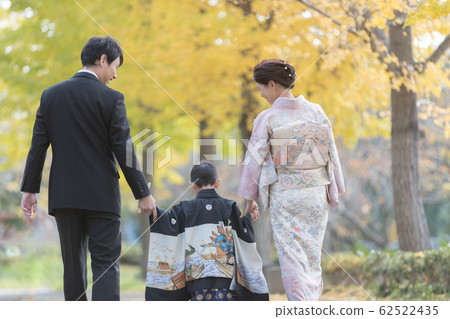 Hakamagi Shichigosan Family Family Back View Five Years Old 62522435