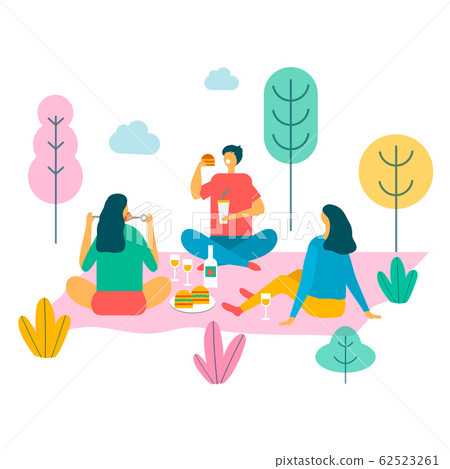 Summer picnic of friends on a white background vector illustration Summer picnic of friends on a white background vector illustration 62523261