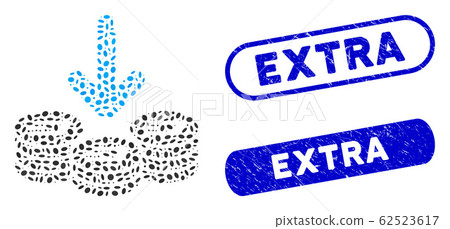 Oval Collage Dash Coins Income with Grunge Extra Seals 62523617