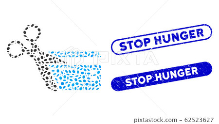 Elliptic Collage Cut Credit Card with Scratched Stop Hunger Stamps 62523627