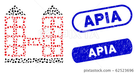 Ellipse Collage Company Building with Scratched Apia Seals Ellipse Collage Company Building with Scratched Apia Seals 62523696