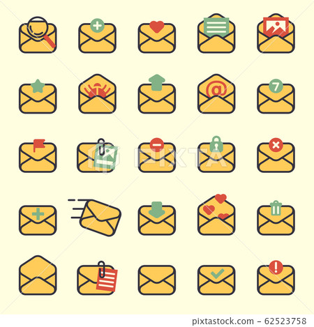 Email envelope cover icons vector set. Email envelope cover icons vector set. 62523758