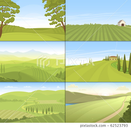 Agricultural farm field set vector. - Stock Illustration [62523793] - PIXTA