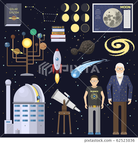 Astronomy icons stickers vector set. Astronomy icons stickers vector set. 62523836