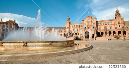 Fountain And Palace Of Plaza De Espana In Seville Spain 62523860