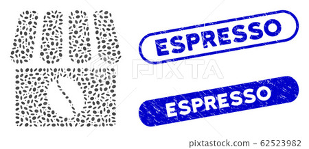 Elliptic Collage Coffee Shop with Distress Espresso Stamps 62523982