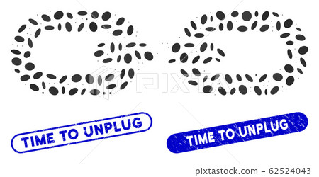 Oval Mosaic Chain Break with Grunge Time to Unplug Seals 62524043