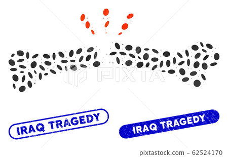 Elliptic Collage Broken Bone with Distress Iraq Tragedy Watermarks 62524170