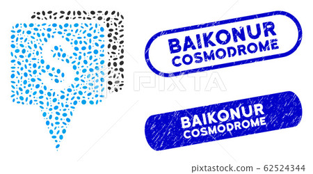 Elliptic Collage Bank Map Pointers with Textured Baikonur Cosmodrome Watermarks 62524344