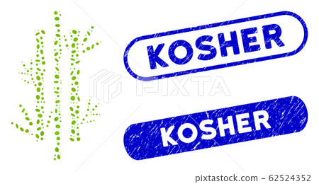 Oval Mosaic Bamboo with Grunge Kosher Stamps Oval Mosaic Bamboo with Grunge Kosher Stamps 62524352