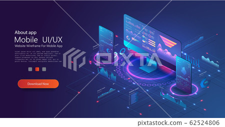 Application of PC and smartphone with business graph and analytics data. Business statistics charts, diagrams vector concept. Financial analytics banner template. Analytics data diagram, chart. Application of PC and smartphone with business graph and analytics data. Business statistics charts, diagrams vector concept. Financial analytics banner template. Analytics data diagram, chart. 62524806