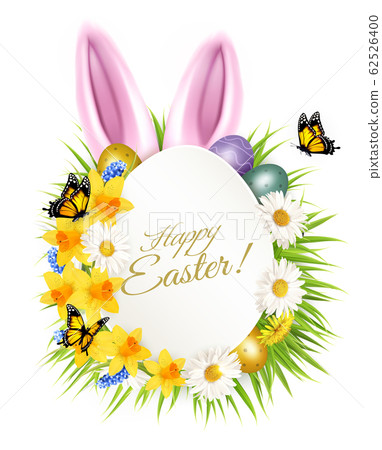 Holiday easter getting card with a colorful eggs Holiday easter getting card with a colorful eggs 62526400
