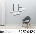 Modern interior design with picture frames 62526420