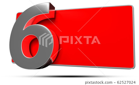 3D illustration Numbers 6 stainless isolated on a 3D illustration Numbers 6 stainless isolated on a 62527024