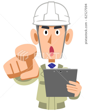 A man in a work clothes wearing a helmet to check the pointing 62527094