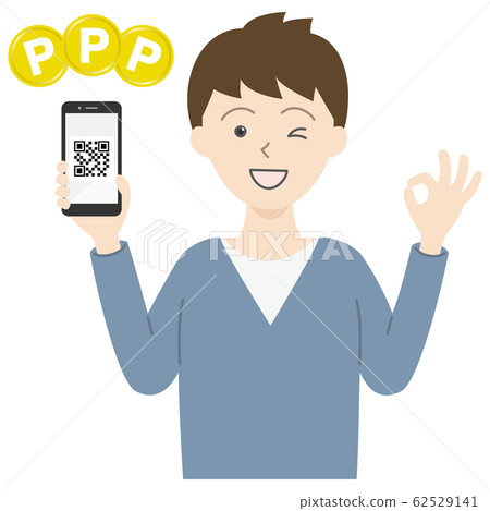 條形碼屏幕上的智能手機還可以的男人 62529141