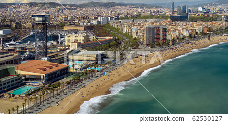 aerial view of Barcelona from Mediterranean aerial view of Barcelona from Mediterranean 62530127