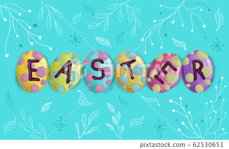 Easter words made of letters on eggs. Easter... - Stock Illustration ...