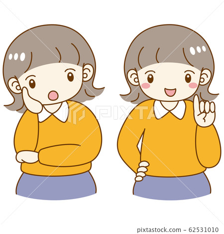 女孩附加手認為懷疑微笑集 女孩附加手認為懷疑微笑集 62531010