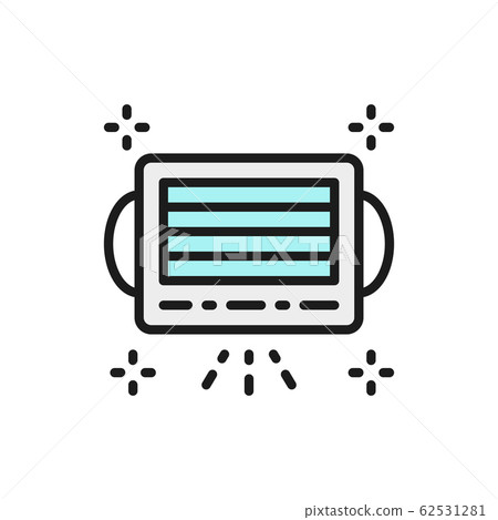 Medical mask flat color line icon. Isolated on white background 62531281