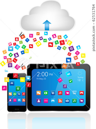 Tablet PC and Smart Phone with apps - Stock Illustration [62531764] - PIXTA