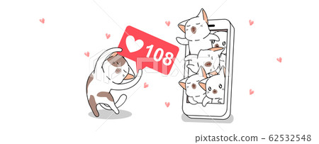 Cute cat is happy about social media 62532548