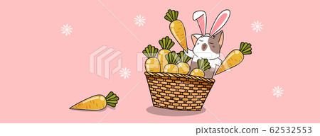 Naughty bunny cat with carrots 62532553