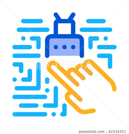 Hand Touch Chip Icon Vector Outline Illustration 62534351