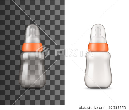 Baby bottle mockups with nipples and caps 62535553
