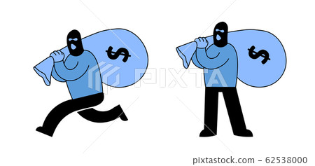 Bank robbery crime flat Royalty Free Vector Image