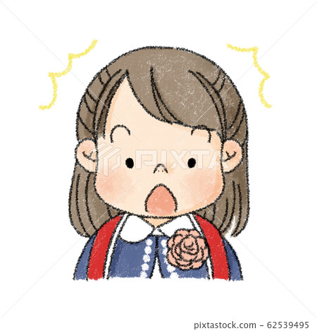 新學生女孩表情驚訝的臉(入學典禮服) 新學生女孩表情驚訝的臉(入學典禮服) 62539495