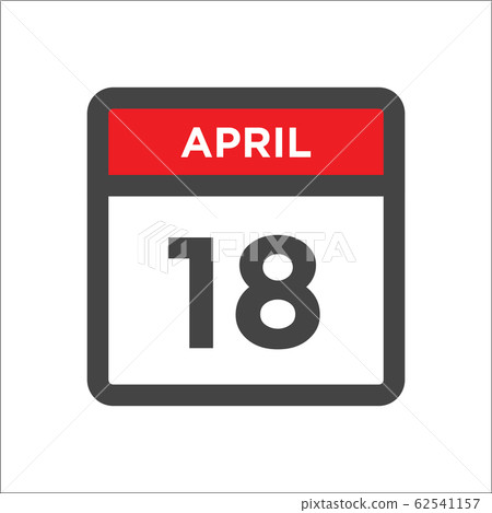April 18 calendar icon with day of month April 18 calendar icon with day of month 62541157