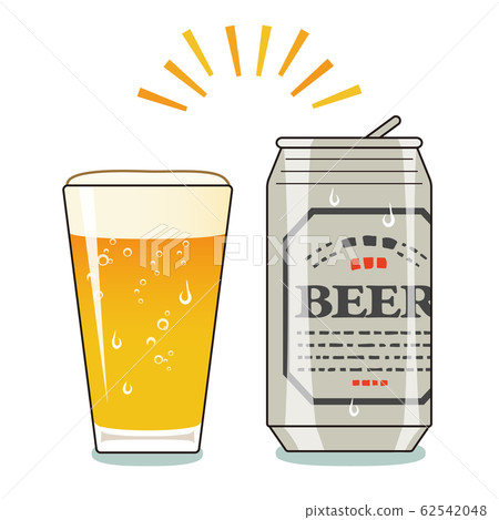 罐裝啤酒的插圖裝滿一杯 罐裝啤酒的插圖裝滿一杯 62542048